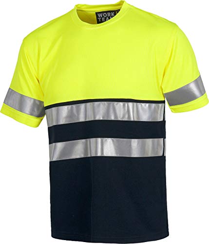 Work Team Camiseta Manga Corta combinada A.V. con Cintas Reflectantes. EN ISO 20471:2013 Hombre Amarillo A.V.+Marino L Work Team Camiseta Manga Corta combinada A.V. con Cintas Reflectantes. EN ISO 20471:2013 Hombre Amarillo A.V.+Marino L