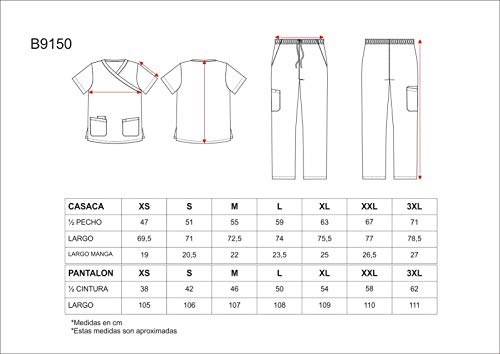 Work Team Conjunto Sanitario elástico. Casaca y Pantalón, Algodón Unisex Turquesa XL Work Team Conjunto Sanitario elástico. Casaca y Pantalón, Algodón Unisex Turquesa XL