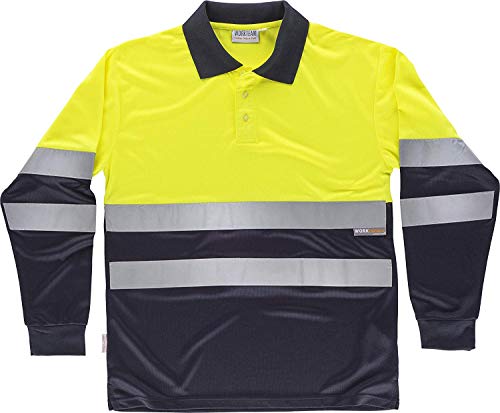 Work Team Polo Combinado Alta Visibilidad Manga Larga, Cintas Reflectantes Torso y Mangas. EN ISO 20471:2013 Hombre Amarillo A.V.+Marino Medium Work Team Polo Combinado Alta Visibilidad Manga Larga, Cintas Reflectantes Torso y Mangas. EN ISO 20471:2013 Hombre Amarillo A.V.+Marino Medium