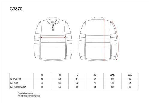 Work Team Polo Combinado Alta Visibilidad Manga Larga, Cintas Reflectantes Torso y Mangas. EN ISO 20471:2013 Hombre Amarillo A.V.+Marino Medium