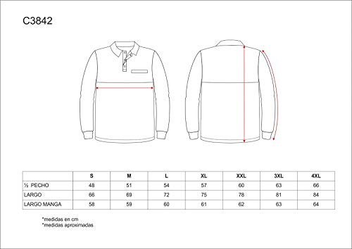 Work Team Polo Manga Larga Alta Visibilidad, con Canesú Combinado, un Bolso de Pecho, 100% Algodón. Hombre Marino+Amarillo A.V. Large Work Team Polo Manga Larga Alta Visibilidad, con Canesú Combinado, un Bolso de Pecho, 100% Algodón. Hombre Marino+Amarillo A.V. Large