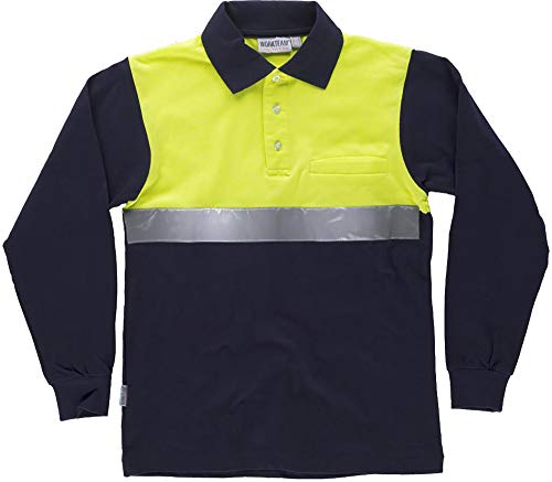 Work Team Polo Manga Larga con Canesú Combinado, un Bolso de Pecho. Una Cinta Reflectante, 100% ALGODÓN. Hombre Marino+Amarillo A.V. XXL Work Team Polo Manga Larga con Canesú Combinado, un Bolso de Pecho. Una Cinta Reflectante, 100% ALGODÓN. Hombre Marino+Amarillo A.V. XXL