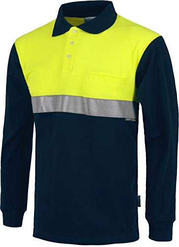 Work Team Polo Manga Larga con Canesú Combinado, un Bolso de Pecho. Una Cinta Reflectante, 100% ALGODÓN. Hombre Marino+Amarillo A.V. XXL Work Team Polo Manga Larga con Canesú Combinado, un Bolso de Pecho. Una Cinta Reflectante, 100% ALGODÓN. Hombre Marino+Amarillo A.V. XXL
