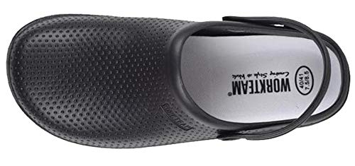 Work Team Zueco EVA Unisex. Ultraligero, ergonómico. Anatómico, con Cámara ortopédica, Suave para los pies. Hombre Negro 40/41 Work Team Zueco EVA Unisex. Ultraligero, ergonómico. Anatómico, con Cámara ortopédica, Suave para los pies. Hombre Negro 40/41