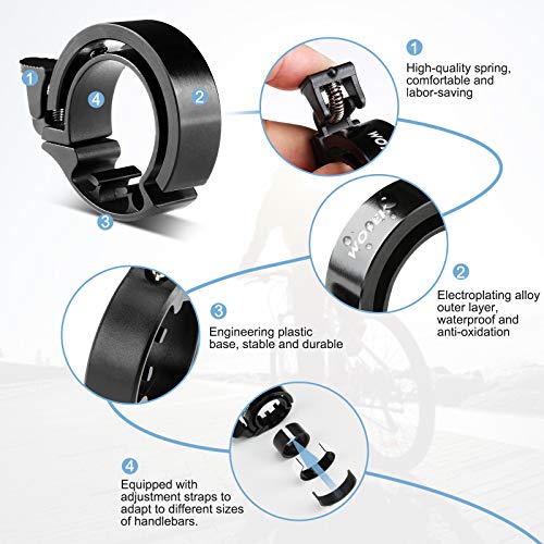 WOTEK Timbre Bicicleta, Timbre de Bicicleta Aleación de Aluminio, Set de 2 Timbre Bici 90-100 dB con Sonido Alto y Nítido, Accesorio Bicicleta para MTB, Bicis Eléctricas, Bicicleta Carretera WOTEK Timbre Bicicleta, Timbre de Bicicleta Aleación de Aluminio, Set de 2 Timbre Bici 90-100 dB con Sonido Alto y Nítido, Accesorio Bicicleta para MTB, Bicis Eléctricas, Bicicleta Carretera