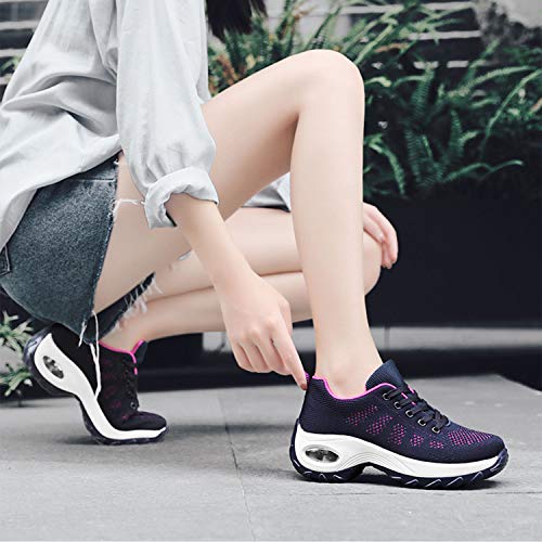 WOWEI Zapatillas Deportivas de Mujer Ligero Respirable Running Sneakers Mesh Plataforma Mocasines Zapatos de Cuña,Azul,42 EU WOWEI Zapatillas Deportivas de Mujer Ligero Respirable Running Sneakers Mesh Plataforma Mocasines Zapatos de Cuña,Azul,42 EU