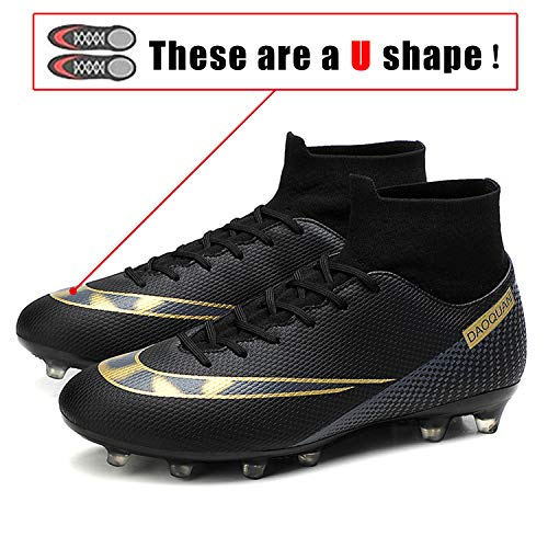 WOWEI Zapatos de Fútbol Hombre Spike Aire Libre Profesionales Atletismo Training Botas de Fútbol Zapatillas de Deporte,T2150 Negro,38 EU