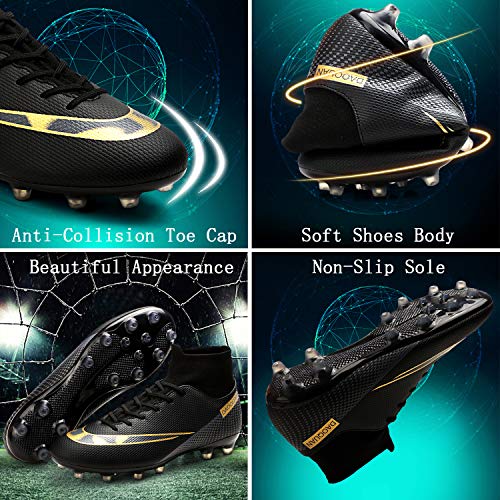 WOWEI Zapatos de Fútbol Hombre Spike Aire Libre Profesionales Atletismo Training Botas de Fútbol Zapatillas de Deporte,T2150 Negro,38 EU