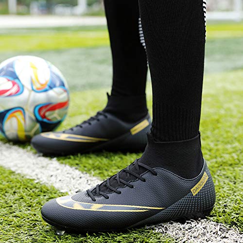 WOWEI Zapatos de Fútbol Hombre Spike Aire Libre Profesionales Atletismo Training Botas de Fútbol Zapatillas de Deporte,T2150 Negro,38 EU