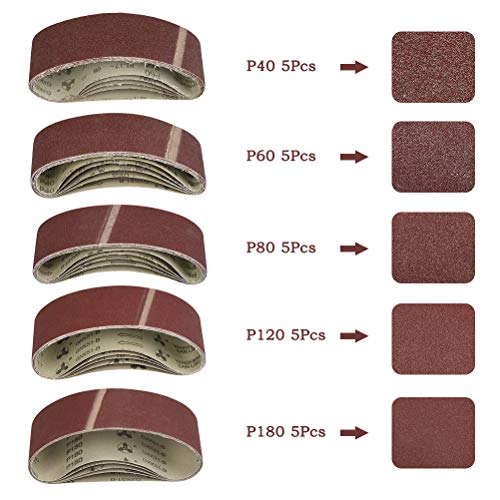 WOWOSS 25 Piezas Grano Bandas de Lija Tejido 75x533mm, Correas para Lijadoras 40/60/80/120/180 para Lijadora de Banda/Tejido de Lija WOWOSS 25 Piezas Grano Bandas de Lija Tejido 75x533mm, Correas para Lijadoras 40/60/80/120/180 para Lijadora de Banda/Tejido de Lija