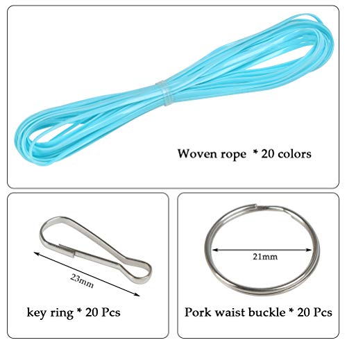 WOWOSS Hilo Scoubidou 20 Colores 2,5 mm para Manualidades, Cordón de Plástico con Clips a Presión y Llaveros para Hacer Collar Pulseras WOWOSS Hilo Scoubidou 20 Colores 2,5 mm para Manualidades, Cordón de Plástico con Clips a Presión y Llaveros para Hacer Collar Pulseras