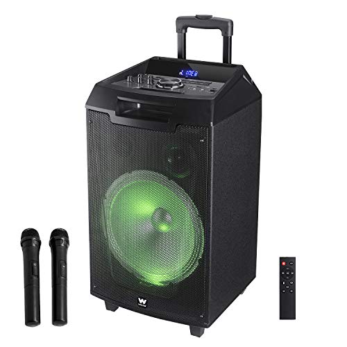 Woxter Rock'n'Roller XL - Altavoz trolley con función karaoke, 100W, Display, BLUETOOTH, Lector SD/USB, AUX, Prioridad Mic, Mando a Distancia, Batería de alta capacidad, X2 micrófonos inalámbricos