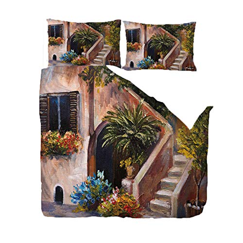 WPHRL Juego de Funda de Edredón Suave Ropa de Cama Jardín Escalera poliéster 3 Piezas Funda de Edredón y Funda de Almohada Impresa 140x200cm WPHRL Juego de Funda de Edredón Suave Ropa de Cama Jardín Escalera poliéster 3 Piezas Funda de Edredón y Funda de Almohada Impresa 140x200cm