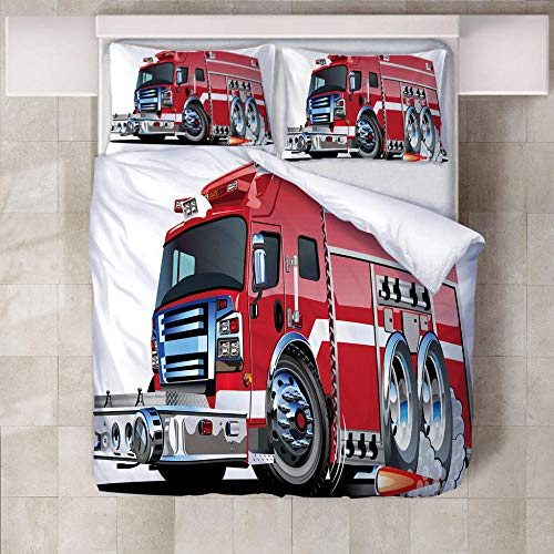 WPHRL Ropa de Cama 3D Imprimiendo Funda nórdica Carro Rojo Conjunto de 3 Piezas Niño niña Ligero Poliéster Suave Transpirable Viernes Negro de Navidad 140x200cm