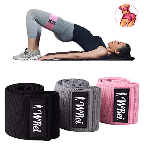 Wrei Bandas Elasticas Fitness, 3 Piezas Bandas Elasticas Musculacion Antideslizantes, Bandas de Resistencia con 3 Niveles, Cintas Elasticas Fitness para Glúteos, Cadera, Piernas, Yoga, Pilates ect.