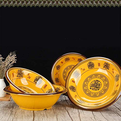 WSHFHDLC Cuenco de la Cultura Popular Tazón de Sopa de arroz de Porcelana, Patrones Amarillos, 11 Pulgadas Cuenco de la Cultura Popular