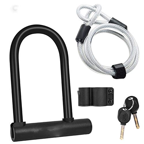 WSZMD Cerradura u Bicicleta Bicicleta U Bloqueo MTB Bike Blanda Bloqueo 2 Teclas Anti-Robo Scooter Motocicleta Scooter Ciclismo Bloqueo Accesorios Bicicletas, Bike U Bloqueo (Color : Lock with Cable)