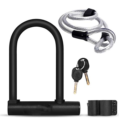 WSZMD Cerradura u Bicicleta Bicicleta U Bloqueo MTB Bike Blanda Bloqueo 2 Teclas Anti-Robo Scooter Motocicleta Scooter Ciclismo Bloqueo Accesorios Bicicletas, Bike U Bloqueo (Color : Lock with Cable)