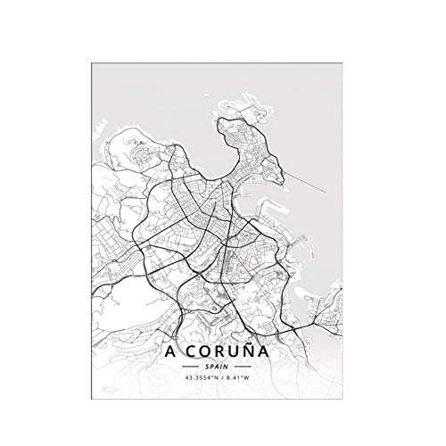 WTHKL A Coruña Badajoz Bilbao Granada Huelva España Mapa Pintura póster Impresiones Lienzo Cuadro de Pared para la decoración de la habitación del hogar -50x70 Cm sin Marco WTHKL A Coruña Badajoz Bilbao Granada Huelva España Mapa Pintura póster Impresiones Lienzo Cuadro de Pared para la decoración de la habitación del hogar -50x70 Cm sin Marco