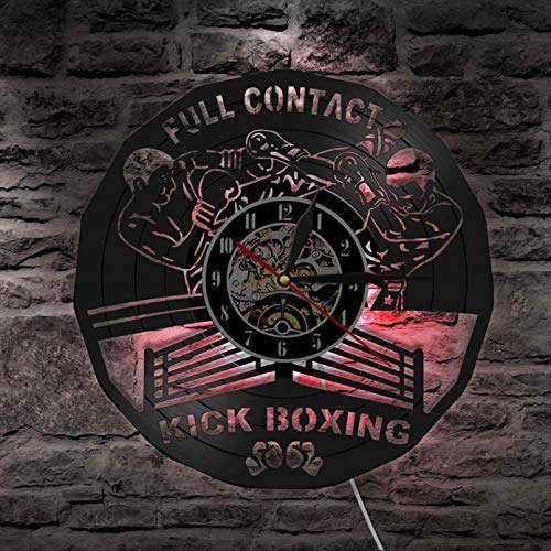 wttian Full Contact Kick Boxing LED Wall Clock Boxing Gloves Punching Bag Boxer Fighting Sports Boxer Scaffolding Fitness Sutter