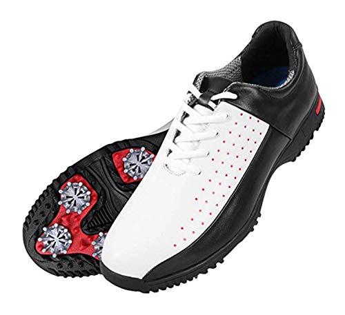 WTUGAIOHG Zapatos De Golf Impermeables para Hombres con Espigas, Zapatos De Golf Casuales Y CÓModos con Bolsa De Zapatos De Tela De Nylon Impermeable (42,2#)
