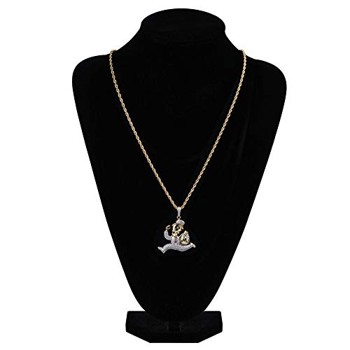 WTZWY Collar Colgante de Personalidad para Hombre Hip Hop Iced out Running Doll, Chapado en Oro de 18 Quilates Diamante simulado Totalmente Micro pavimentado, Cadena de Acero Inoxidable WTZWY Collar Colgante de Personalidad para Hombre Hip Hop Iced out Running Doll, Chapado en Oro de 18 Quilates Diamante simulado Totalmente Micro pavimentado, Cadena de Acero Inoxidable
