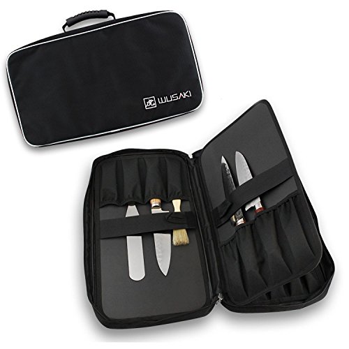 Wusaki Maletín vacío para 21 cuchillos y utensilios de cocina - 1 bolsillo adicional para accesorios - Negro
