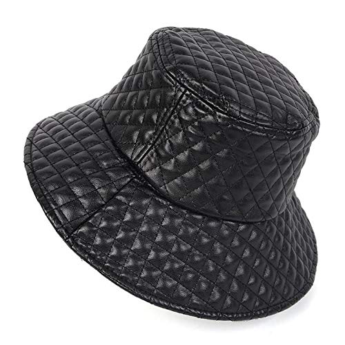 WUSLEI Sombreros Mujeres Pelle Moda Invierno Mujeres De ala De La Tela Esc Gran Apartamento Sombrero Negro Pesca,Negro