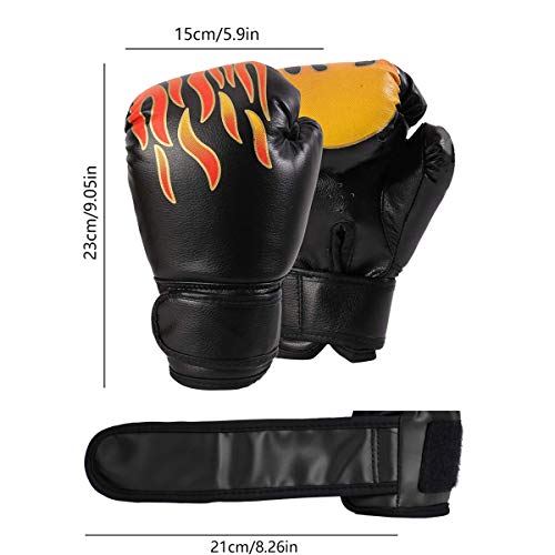 Wuudi Guantes de Boxeo para niños, 6OZ Boxing Gloves de 3 a 12 Años para Combate Training, Saco Boxeo, Muay Thai Negro
