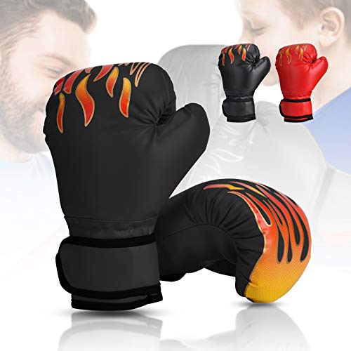 Wuudi Guantes de Boxeo para niños, 6OZ Boxing Gloves de 3 a 12 Años para Combate Training, Saco Boxeo, Muay Thai Negro