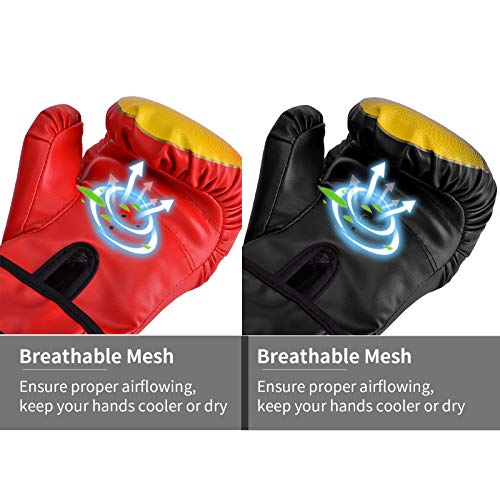 Wuudi Guantes de Boxeo para niños, 6OZ Boxing Gloves de 3 a 12 Años para Combate Training, Saco Boxeo, Muay Thai Negro Wuudi Guantes de Boxeo para niños, 6OZ Boxing Gloves de 3 a 12 Años para Combate Training, Saco Boxeo, Muay Thai Negro