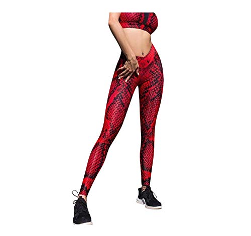 WUXEGHK Pantalones De Yoga De Fitness Serpentinos Rojos Atractivos Mujeres Leggings De Gimnasia Estirados Altos Pantalones De Entrenamiento De Levantamiento De Cadera Apretados Femeninos Tamaño:M