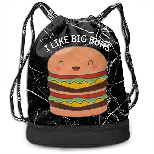 wwoman Bolsa de Deporte con cordón Kawaii Big Burger Pun Gimnasio para Hombres y Mujeres Mochila de Yoga Deportiva Bolsos de Hombro