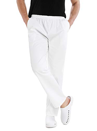 WWOO Pantalones Hombre blancos Pantalones de trabajo uniformes de Cintura elástica Material profesional suelto Delgado XXXL WWOO Pantalones Hombre blancos Pantalones de trabajo uniformes de Cintura elástica Material profesional suelto Delgado XXXL