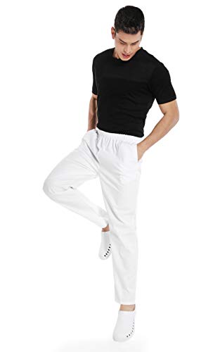 WWOO Pantalones Hombre blancos Pantalones de trabajo uniformes de Cintura elástica Material profesional suelto Delgado XXXL WWOO Pantalones Hombre blancos Pantalones de trabajo uniformes de Cintura elástica Material profesional suelto Delgado XXXL
