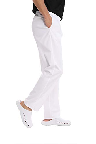 WWOO Pantalones Hombre blancos Pantalones de trabajo uniformes de Cintura elástica Material profesional suelto Delgado XXXL WWOO Pantalones Hombre blancos Pantalones de trabajo uniformes de Cintura elástica Material profesional suelto Delgado XXXL