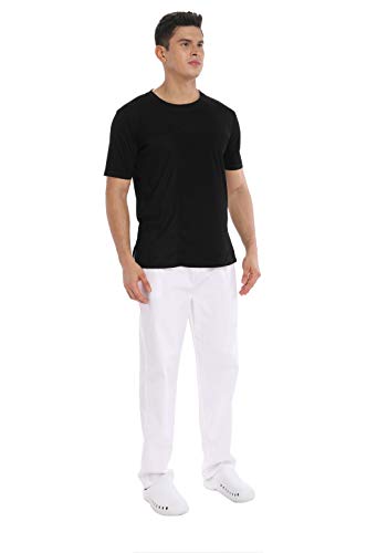 WWOO Pantalones Hombre blancos Pantalones de trabajo uniformes de Cintura elástica Material profesional suelto Delgado XXXL WWOO Pantalones Hombre blancos Pantalones de trabajo uniformes de Cintura elástica Material profesional suelto Delgado XXXL
