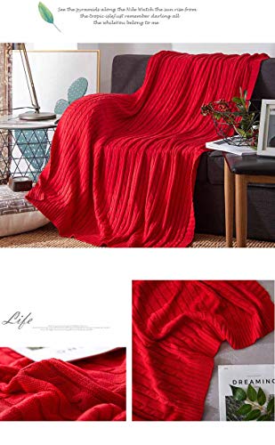 WWSUNNY Manta de sofá Mantas para Cama, 2 tamaños y 12 Colores, adecuadas para su hogar, sofá, bebé, automóvil, Hotel, Viajes, Regalos. Disponible en Todas Las Estaciones-Rojo(180cm*200cm)