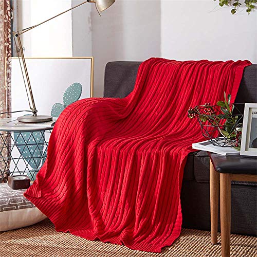 WWSUNNY Manta de sofá Mantas para Cama, 2 tamaños y 12 Colores, adecuadas para su hogar, sofá, bebé, automóvil, Hotel, Viajes, Regalos. Disponible en Todas Las Estaciones-Rojo(180cm*200cm)