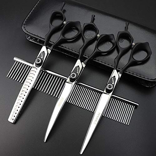 WWZEMLK 7 Pulgadas Adelgazamiento flexión Superior e Inferior Medio Tijeras Negras Juego de Corte de Pelo de Gato y Perro Herramientas de Aseo para Mascotas Tijera de Corte, Corte Fino 30-35 WWZEMLK 7 Pulgadas Adelgazamiento flexión Superior e Inferior Medio Tijeras Negras Juego de Corte de Pelo de Gato y Perro Herramientas de Aseo para Mascotas Tijera de Corte, Corte Fino 30-35