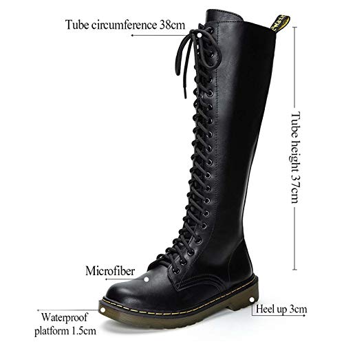 WXBXIEJIA Botas hasta la Rodilla Botas de Moda Botas de Cuero para Mujer Botas de Motociclista para Mujer, Botas Altas de tacón Grueso con Cremallera Lateral de 20 Agujeros Botasblack-36 WXBXIEJIA Botas hasta la Rodilla Botas de Moda Botas de Cuero para Mujer Botas de Motociclista para Mujer, Botas Altas de tacón Grueso con Cremallera Lateral de 20 Agujeros Botasblack-36