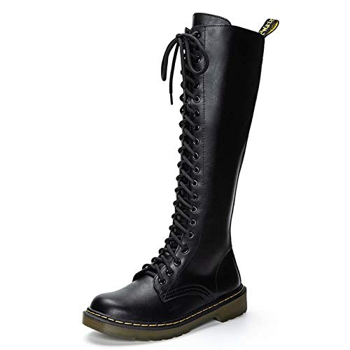 WXBXIEJIA Botas hasta la Rodilla Botas de Moda Botas de Cuero para Mujer Botas de Motociclista para Mujer, Botas Altas de tacón Grueso con Cremallera Lateral de 20 Agujeros Botasblack-36 WXBXIEJIA Botas hasta la Rodilla Botas de Moda Botas de Cuero para Mujer Botas de Motociclista para Mujer, Botas Altas de tacón Grueso con Cremallera Lateral de 20 Agujeros Botasblack-36