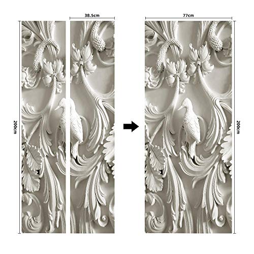 WXhGY Murales para Puertas 3D Pájaro De Vid Tallado Papel Pintado Puertas Autoadhesivo Impermeable Puertas Pegatinas Decorativos para Puerta Cocina Salón Dormitorio Cuarto de Baño 77x200cm WXhGY Murales para Puertas 3D Pájaro De Vid Tallado Papel Pintado Puertas Autoadhesivo Impermeable Puertas Pegatinas Decorativos para Puerta Cocina Salón Dormitorio Cuarto de Baño 77x200cm