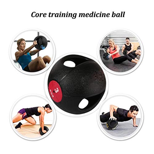 WXYZ Pelota Medicinal Balones Medicinales De Caucho Macizo, Fácil De Agarrar con Asas Dobles, Equipo De Entrenamiento De Fuerza Multifuncional, 3 Kg, 4 Kg, 5 Kg, 6 Kg, 7 Kg, 8 Kg, 9 Kg, 10 Kg