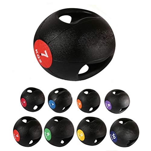 WXYZ Pelota Medicinal Balones Medicinales De Caucho Macizo, Fácil De Agarrar con Asas Dobles, Equipo De Entrenamiento De Fuerza Multifuncional, 3 Kg, 4 Kg, 5 Kg, 6 Kg, 7 Kg, 8 Kg, 9 Kg, 10 Kg