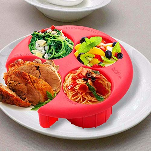 WXZQ Plato de Control de porciones de Medida de Comida Herramienta para Perder Peso Control de porciones de Comida Rojo