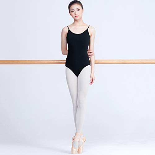 WYGH Mujer Camisola Danza Leotardo con Espalda Criss Cruzar y Elegante Sencillo Honda Gimnasia Ballet Maillots Sin Mangas Joven Señoras Adulto Ropa de Baile Disfraz,Black-L