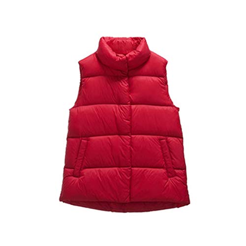 WYH Vestido Exterior Vest Chaleco Acolchado para Mujeres Stand para Mujer, Abrigos De Invierno Al Aire Libre, Ligero Sin Mangas, Lo Suficientemente Ropa Casual (Color : Red, tamaño : Large)