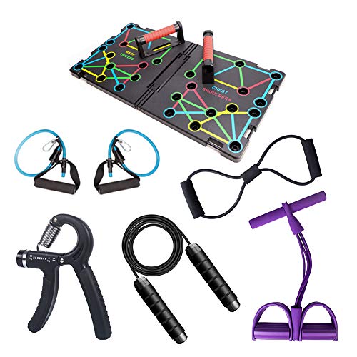 WYW Push Up Board, Saltar Comba + Grip + Set Rally,Push Up Soportes Sistema para Gimnasio Ejercicio Entrenamiento Muscular del Cuerpo,para Entrenamiento en Casa