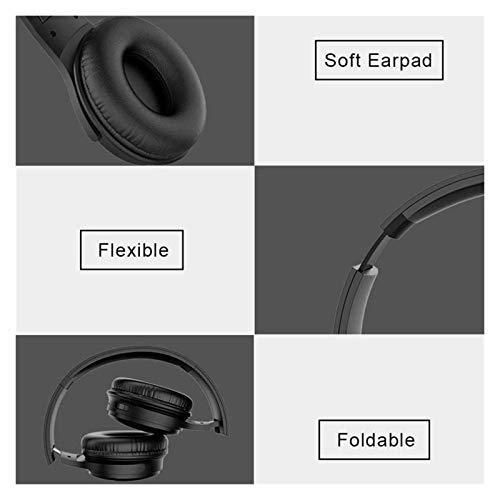 WYYHYPY Auriculares Bluetooth inalámbricos HiFi Estéreo Auriculares de Juego V5.0 Auricular Plegable con Micphone Support Tarjeta TF, Negro Auriculares Bluetooth